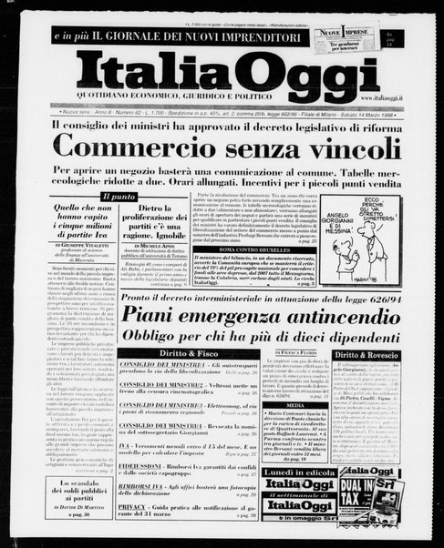 Italia oggi : quotidiano di economia finanza e politica